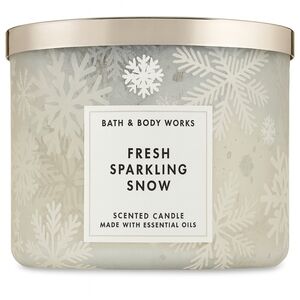 Bath & Body Works Fresh Sparkling Snow 3-Wick Candle •Rare HTF